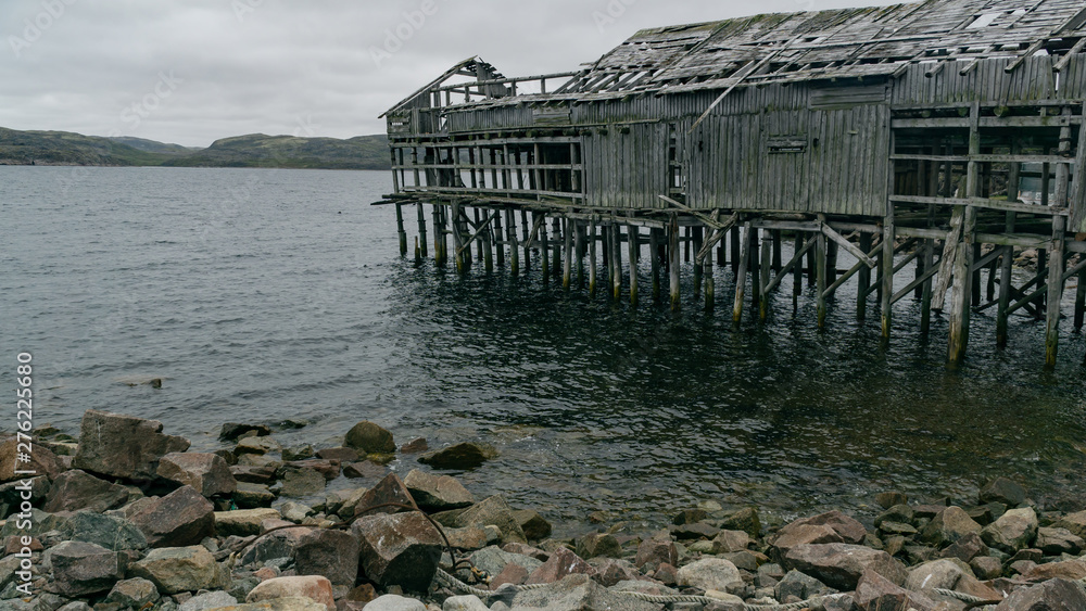 Dilapidated fishing pier in Teriberka Bay