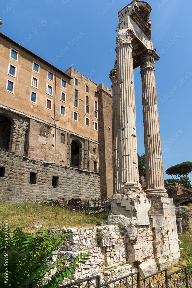Panoramic view of Roman Forum in city of Rome
