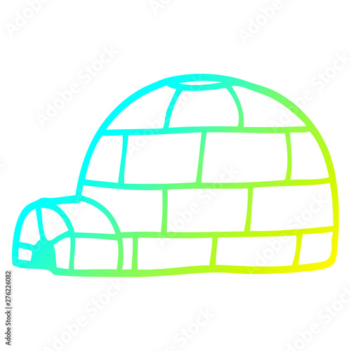 cold gradient line drawing cartoon igloo