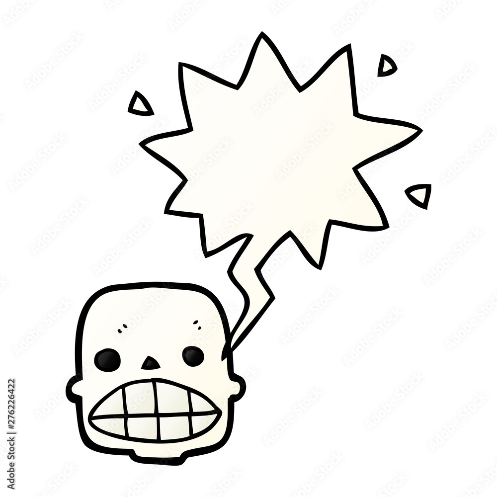 cartoon skull and speech bubble in smooth gradient style cartoon skull and speech bubble in smooth gradient style