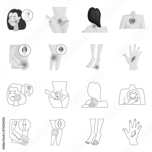 Isolated object of hospital and rendering logo. Set of hospital and help stock vector illustration.