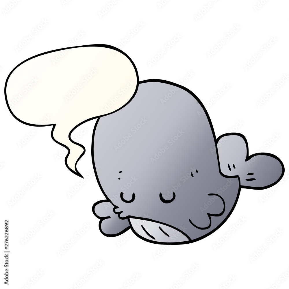 cartoon whale and speech bubble in smooth gradient style cartoon whale and speech bubble in smooth gradient style