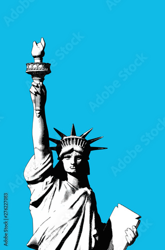 Engraving liberty illustration isolated on blue BG
