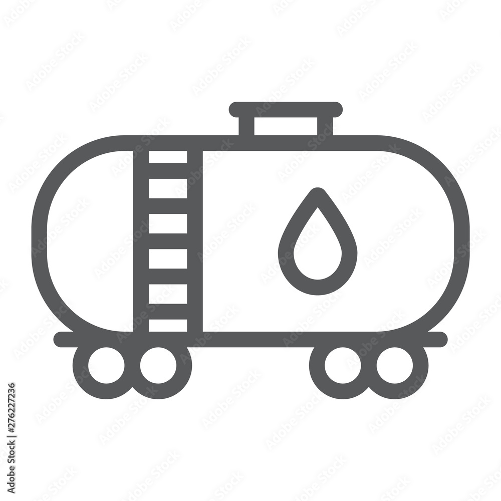 Oil tank line icon, industy and container, fuel train sign, vector graphics, a linear pattern on a white background. Oil tank line icon, industy and container, fuel train sign, vector graphics, a linear pattern on a white background.