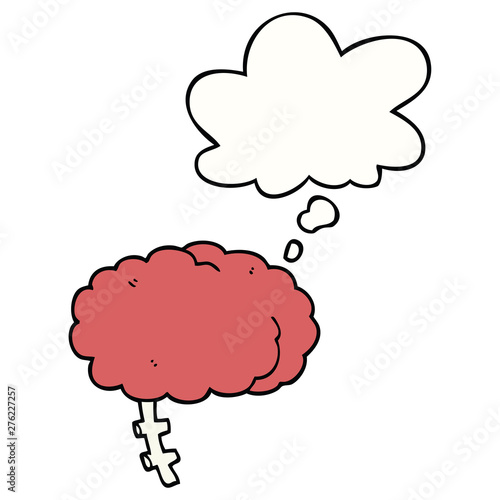 cartoon brain and thought bubble