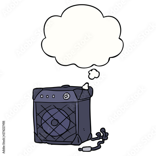 cartoon guitar amp and thought bubble