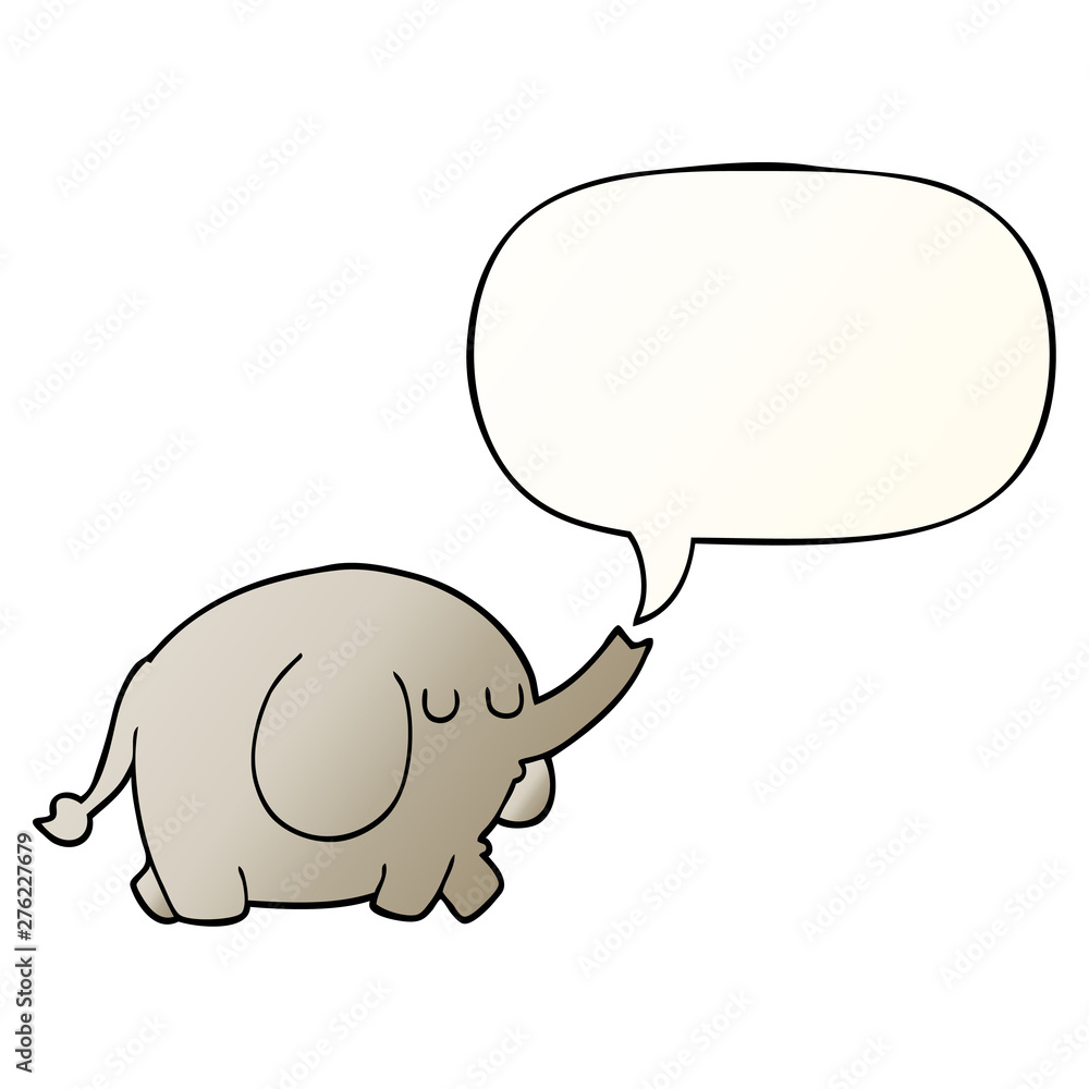cartoon elephant and speech bubble in smooth gradient style cartoon elephant and speech bubble in smooth gradient style