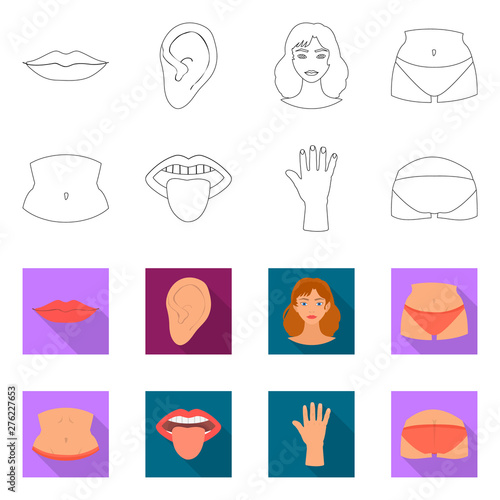 Isolated object of body and part symbol. Collection of body and anatomy stock symbol for web.