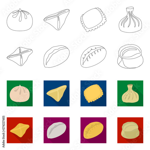 Vector design of products and cooking sign. Set of products and appetizer stock vector illustration.
