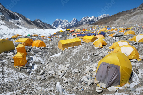 Everest base camp. Mountain peak Everest - highest mountain in the world. National Park, Nepal
