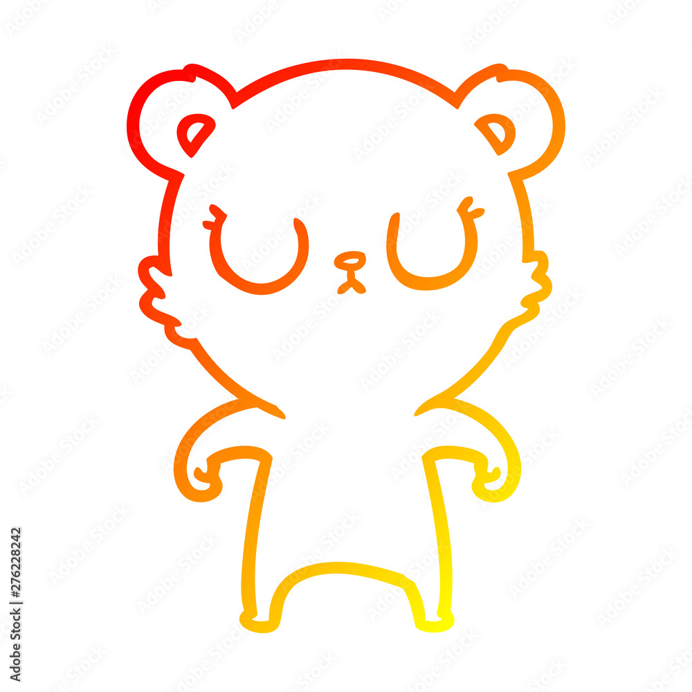 Obraz premium warm gradient line drawing peaceful cartoon bear