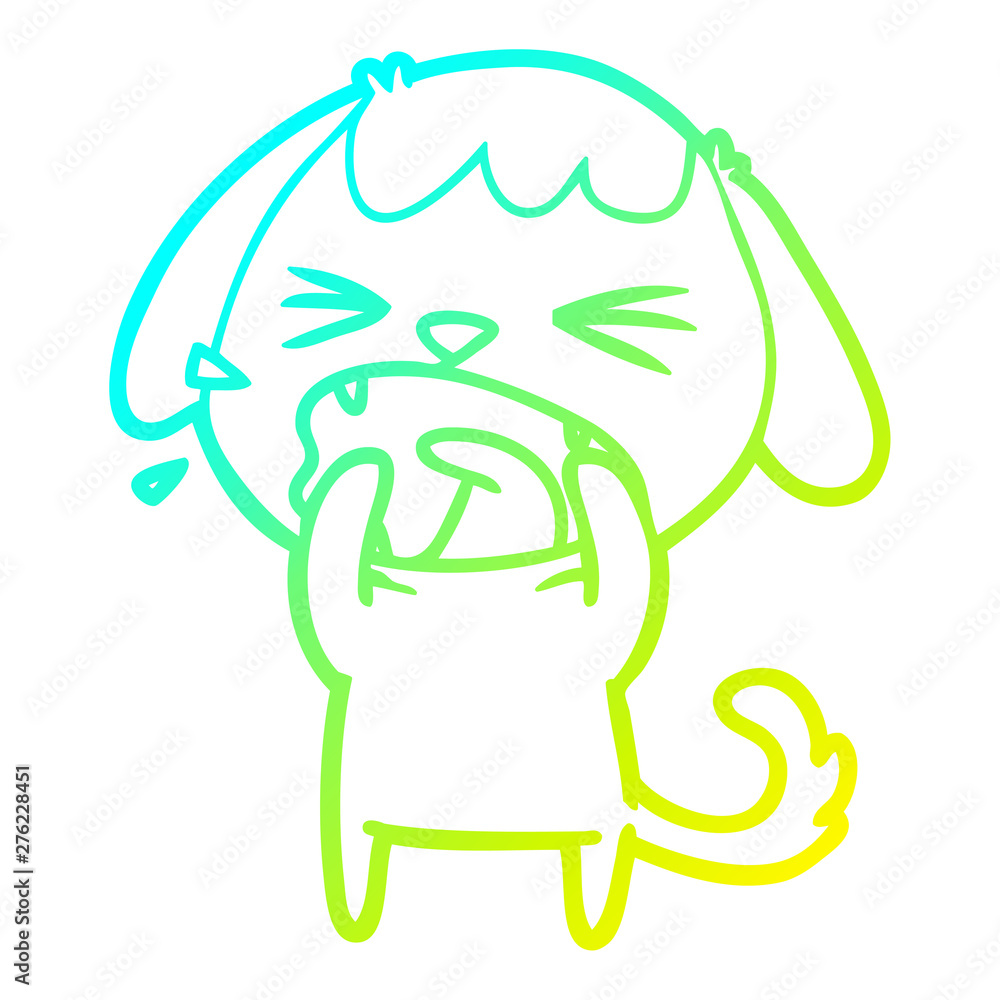 Obraz premium cold gradient line drawing cute cartoon dog barking