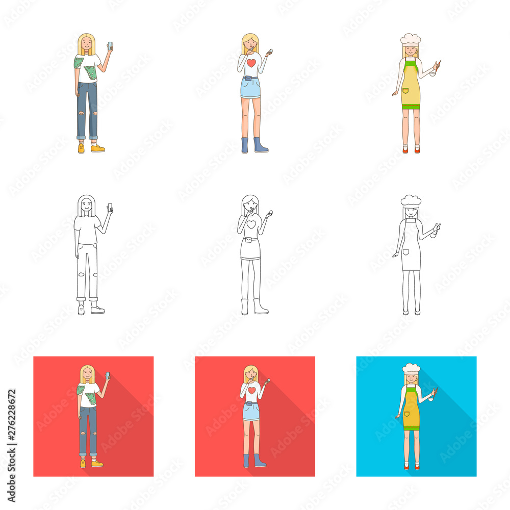 Isolated object of posture and mood symbol. Set of posture and female stock symbol for web. Isolated object of posture and mood symbol. Set of posture and female stock symbol for web.