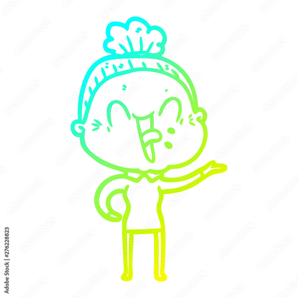 cold gradient line drawing cartoon happy old woman cold gradient line drawing cartoon happy old woman