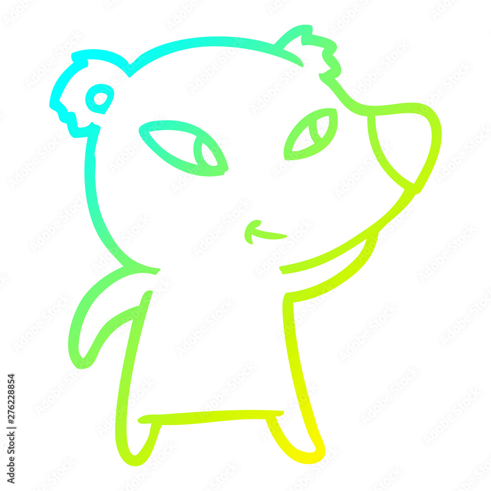 Obraz premium cold gradient line drawing cute cartoon bear