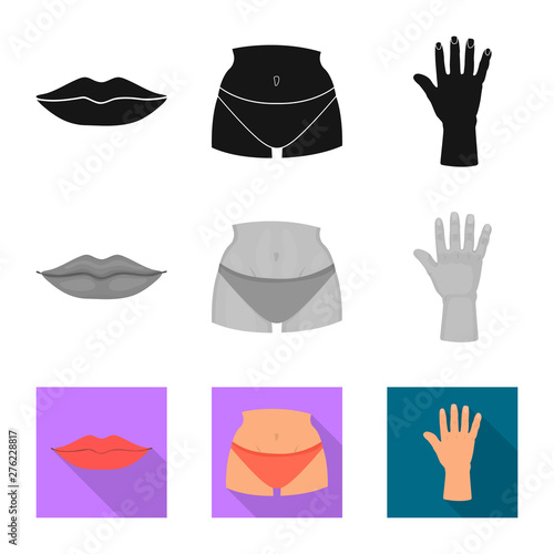 Isolated object of body and part sign. Collection of body and anatomy vector icon for stock.