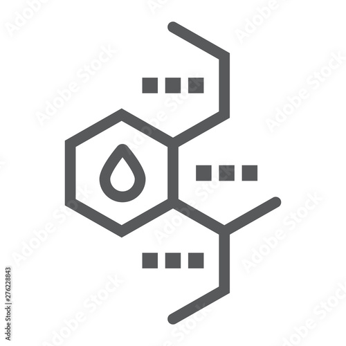 Oil molecule line icon, chemical and molecular, oil formula sign, vector graphics, a linear pattern on a white background.