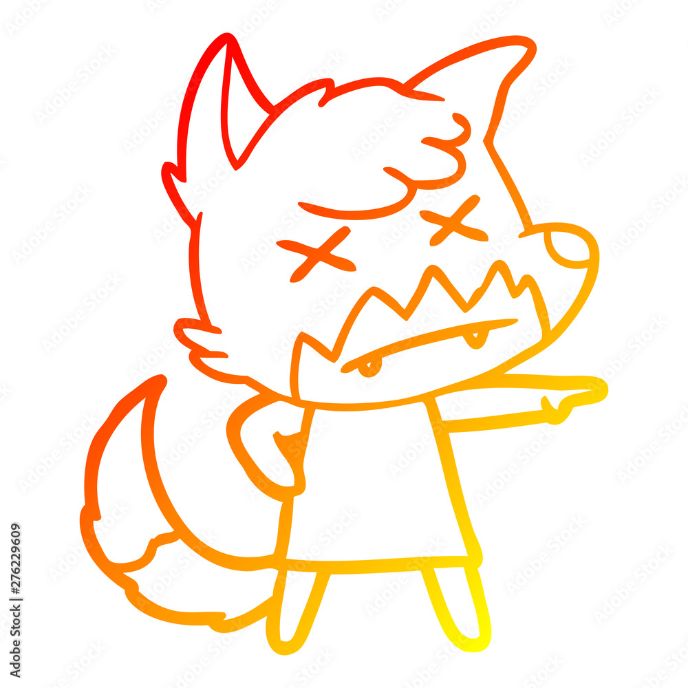 warm gradient line drawing cartoon dead fox warm gradient line drawing cartoon dead fox