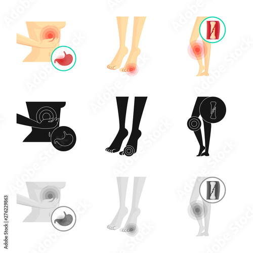 Vector design of hospital and rendering sign. Set of hospital and help stock vector illustration.