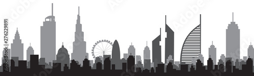 dubai city skyline silhouette. Vector illustration