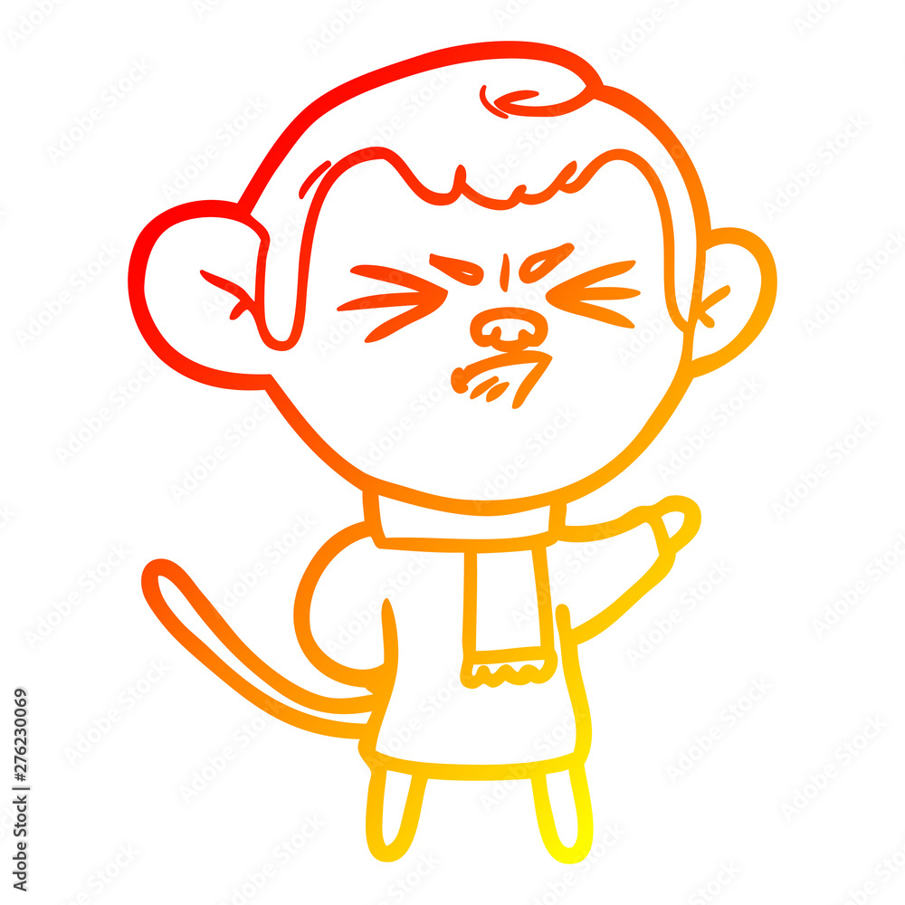 warm gradient line drawing cartoon annoyed monkey warm gradient line drawing cartoon annoyed monkey