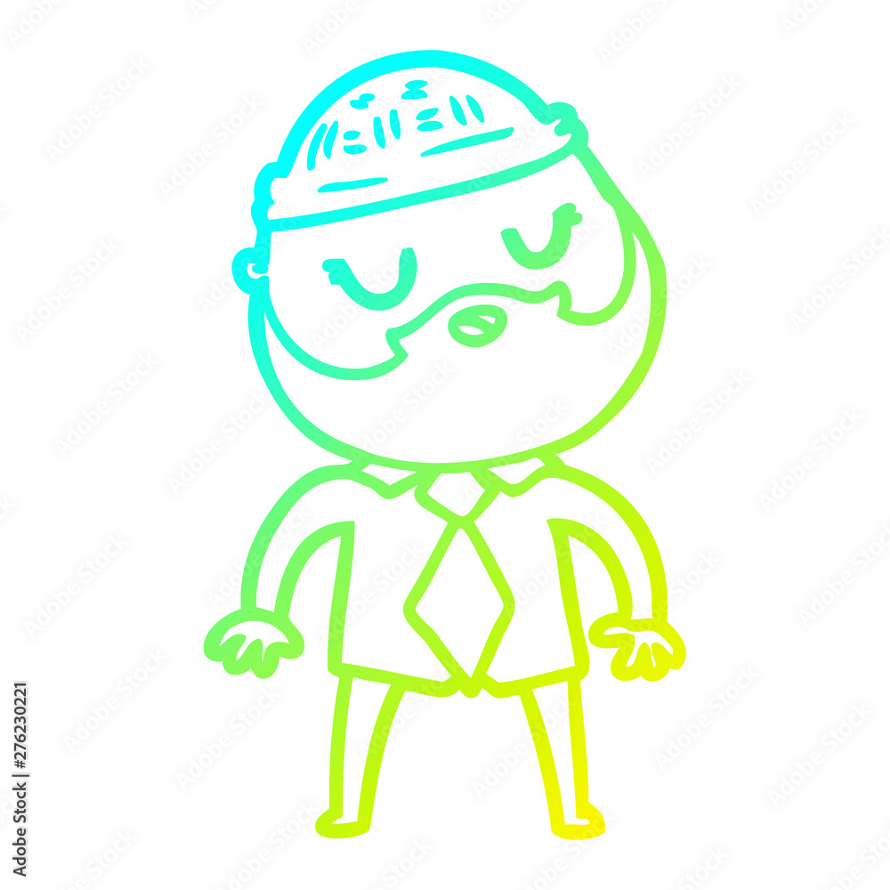 cold gradient line drawing cute cartoon man with beard cold gradient line drawing cute cartoon man with beard