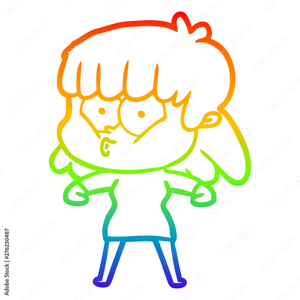 rainbow gradient line drawing cartoon whistling girl rainbow gradient line drawing cartoon whistling girl