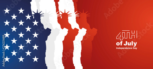 4th of July USA stars abstract flag Liberty Statue blue white red banner