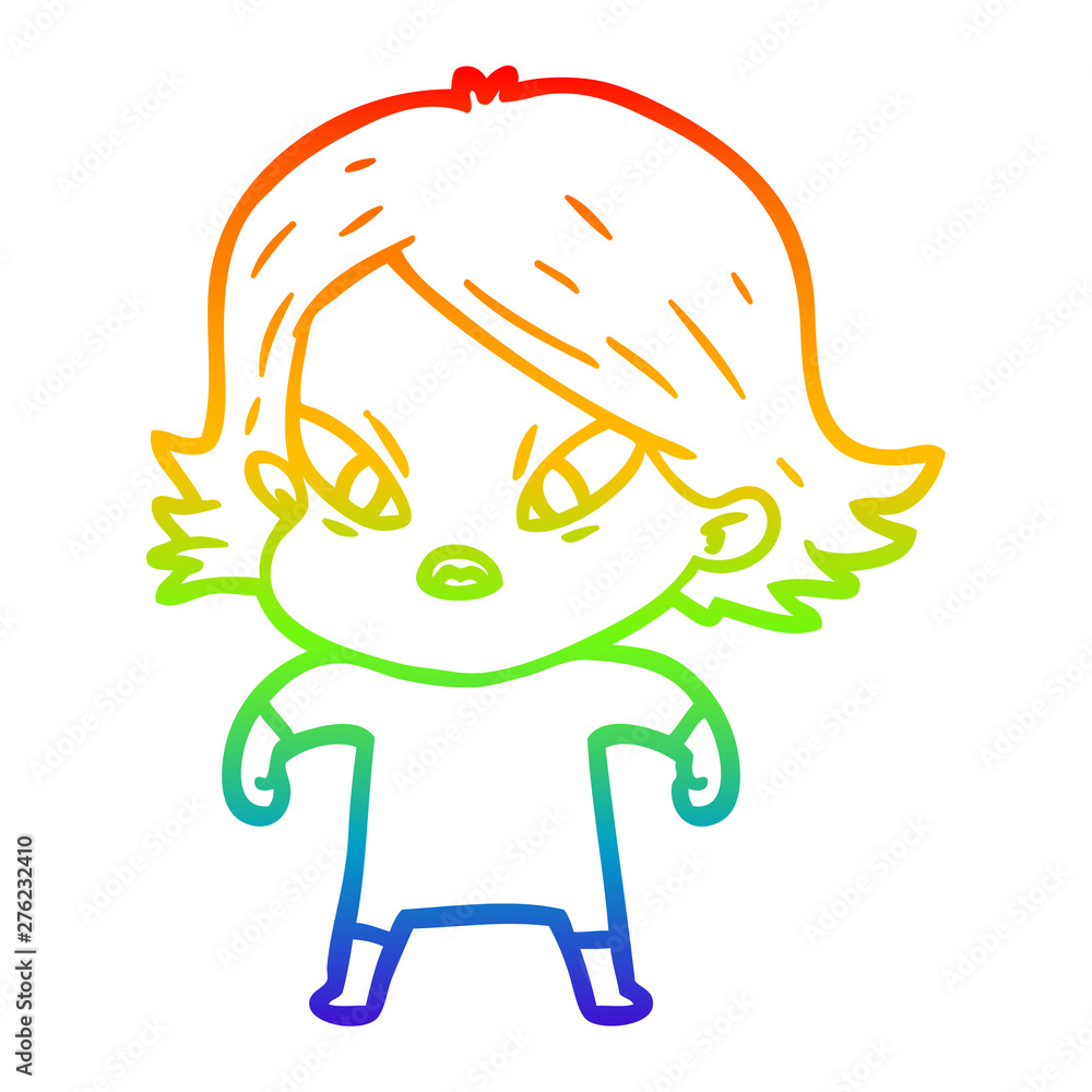 rainbow gradient line drawing cartoon stressed woman rainbow gradient line drawing cartoon stressed woman