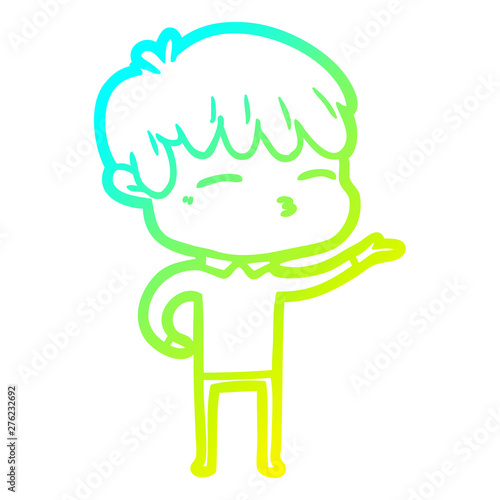 cold gradient line drawing cartoon curious boy