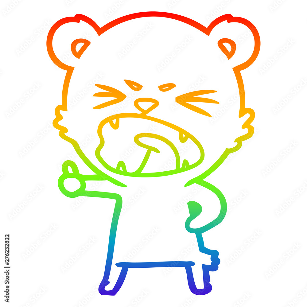 rainbow gradient line drawing angry cartoon bear rainbow gradient line drawing angry cartoon bear