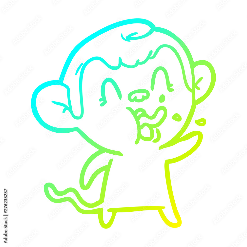 cold gradient line drawing crazy cartoon monkey cold gradient line drawing crazy cartoon monkey