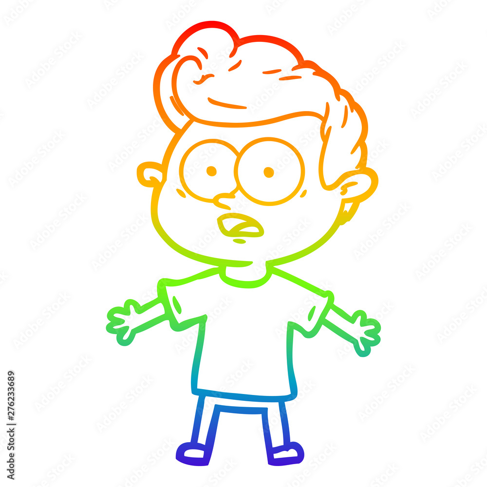 rainbow gradient line drawing cartoon staring man rainbow gradient line drawing cartoon staring man