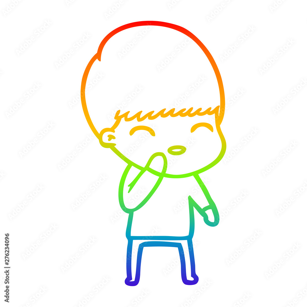 rainbow gradient line drawing happy cartoon boy rainbow gradient line drawing happy cartoon boy