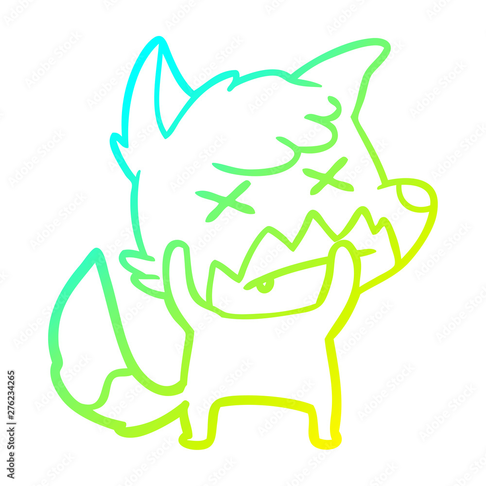 cold gradient line drawing cartoon dead fox cold gradient line drawing cartoon dead fox