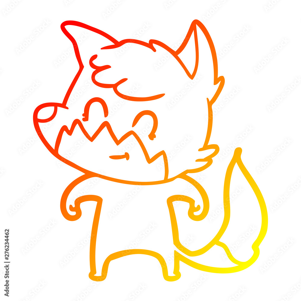warm gradient line drawing cartoon friendly fox warm gradient line drawing cartoon friendly fox