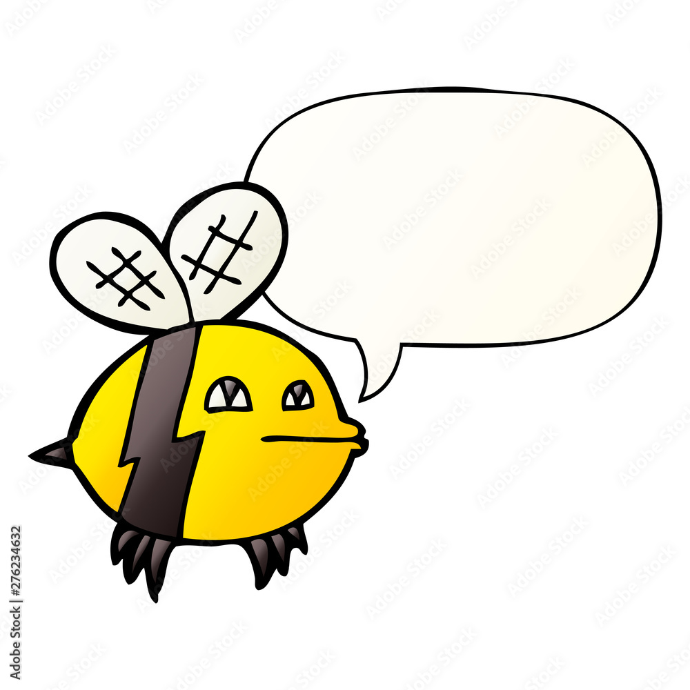 cartoon bee and speech bubble in smooth gradient style cartoon bee and speech bubble in smooth gradient style