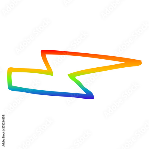 rainbow gradient line drawing cartoon lightening bolt