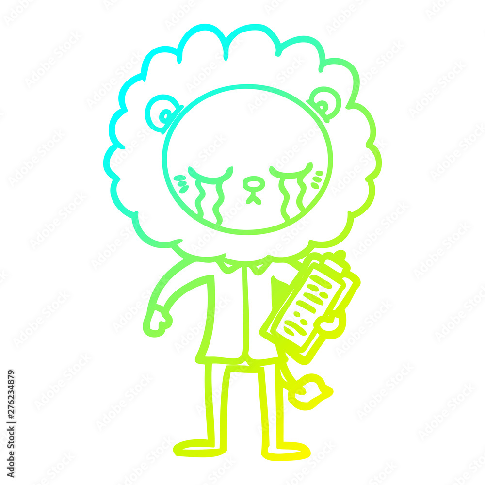 cold gradient line drawing crying cartoon lion cold gradient line drawing crying cartoon lion