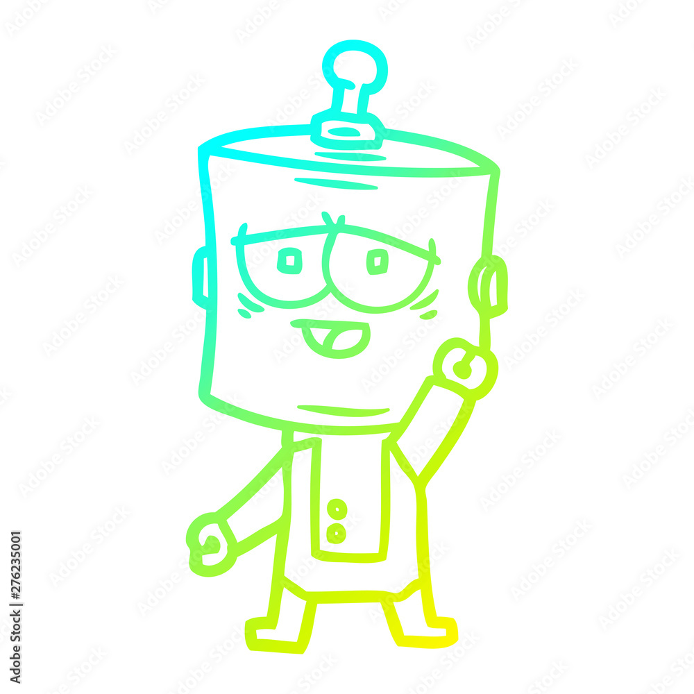 Fototapeta premium cold gradient line drawing cartoon robot