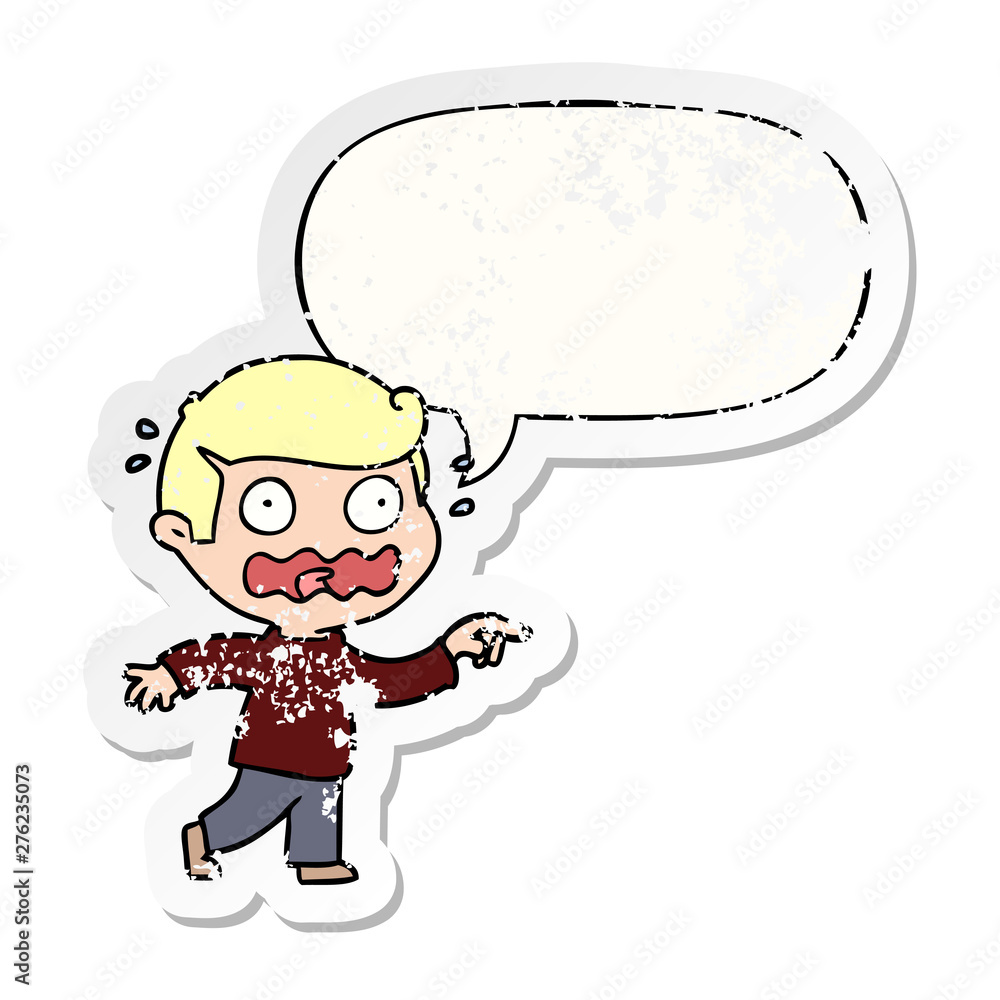 cartoon stressed out pointing and speech bubble distressed sticker cartoon stressed out pointing and speech bubble distressed sticker