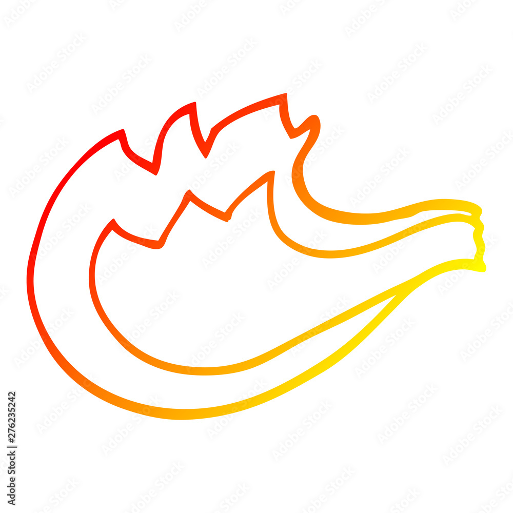 Fototapeta premium warm gradient line drawing cartoon blue gas flame