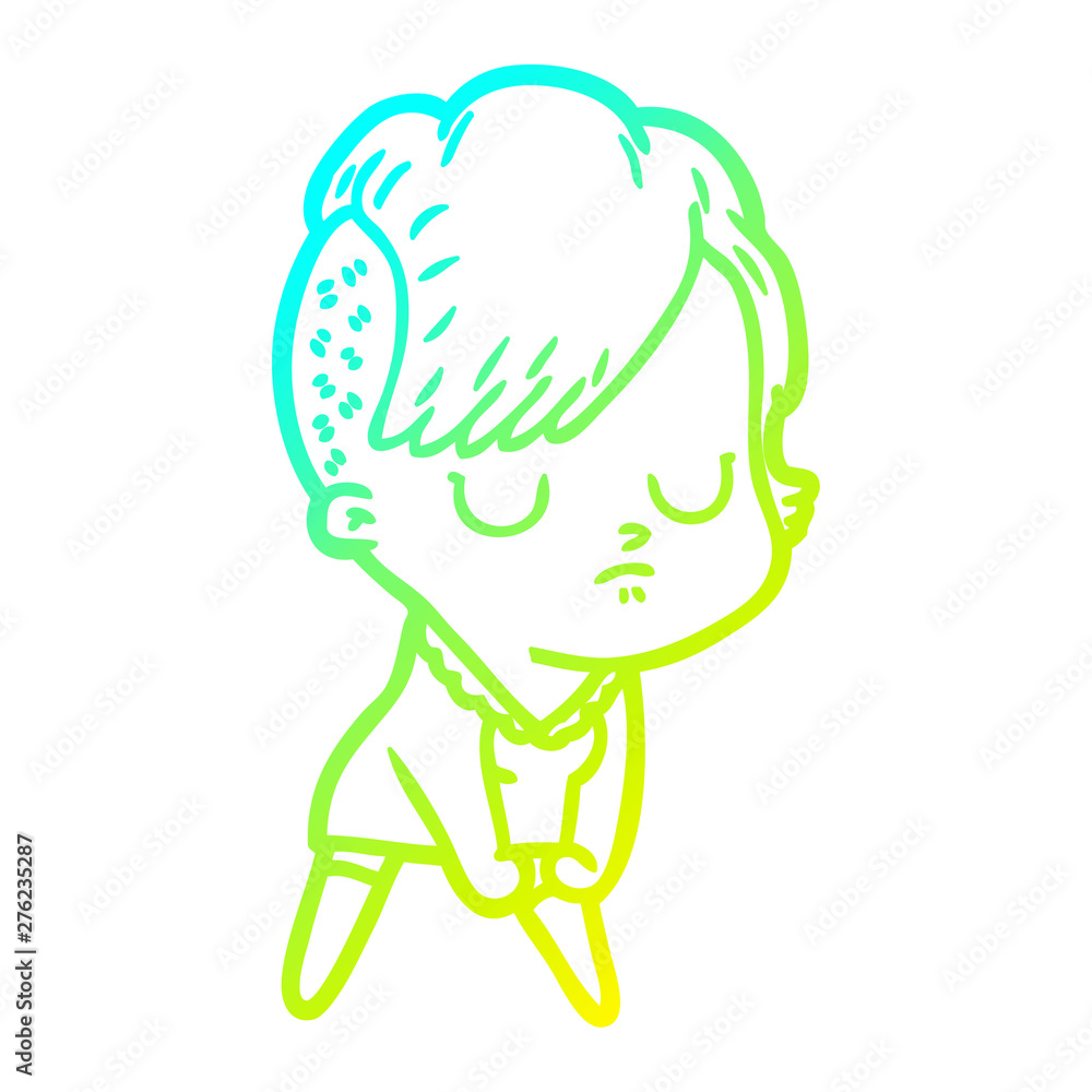 cold gradient line drawing cartoon woman cold gradient line drawing cartoon woman