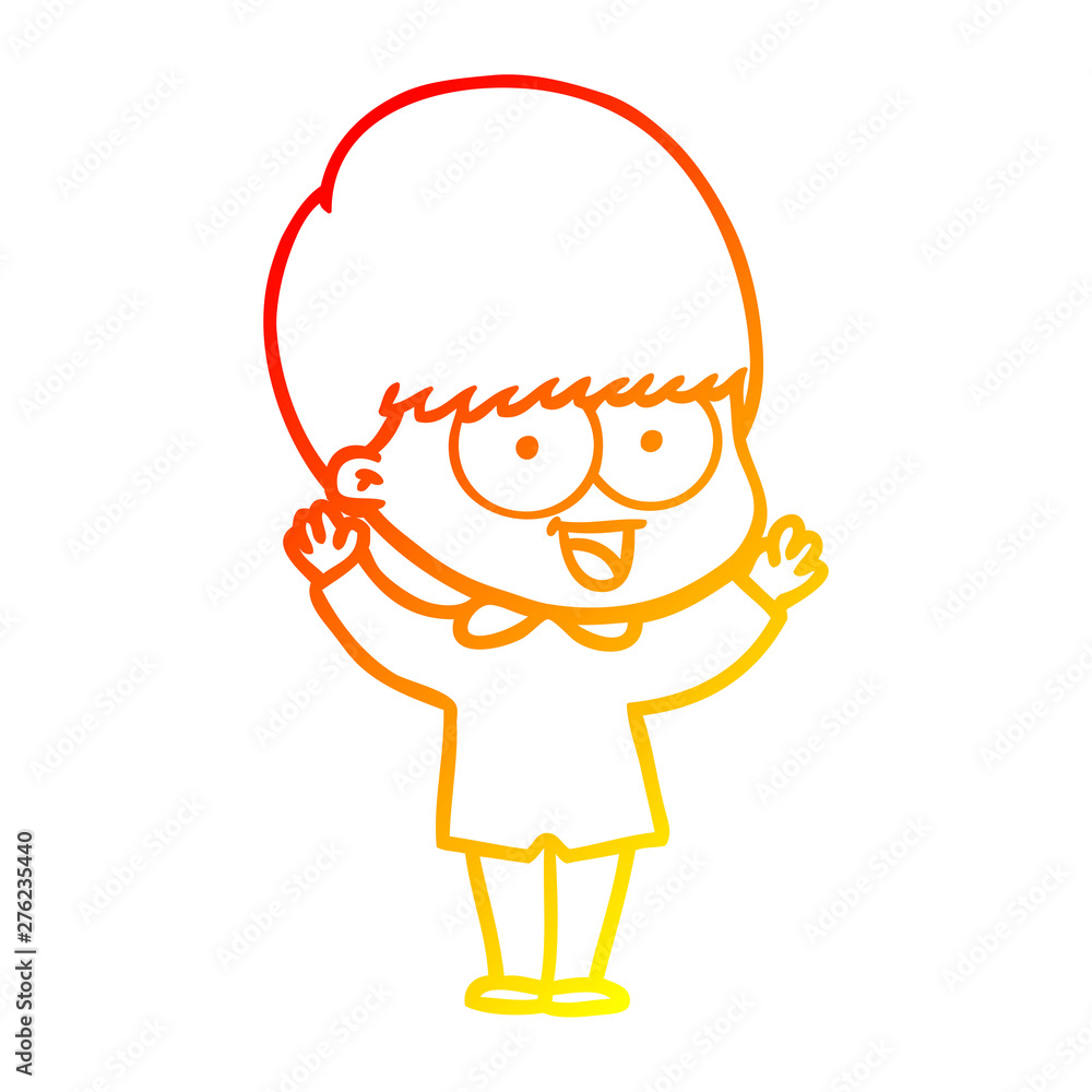 warm gradient line drawing happy cartoon boy warm gradient line drawing happy cartoon boy