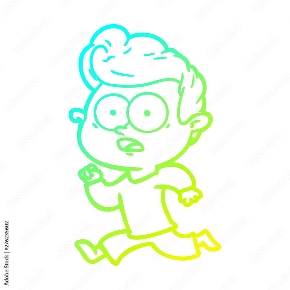 cold gradient line drawing shocked cartoon man