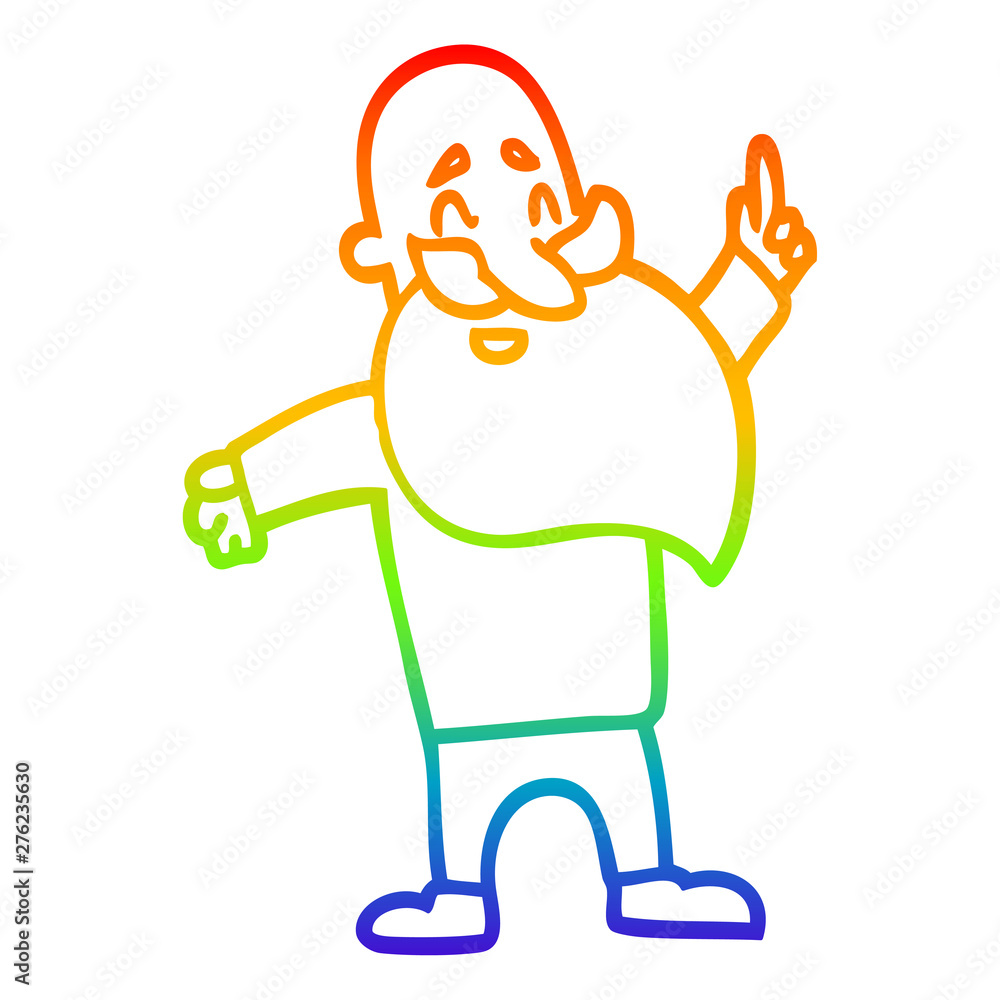 rainbow gradient line drawing cartoon bearded man rainbow gradient line drawing cartoon bearded man