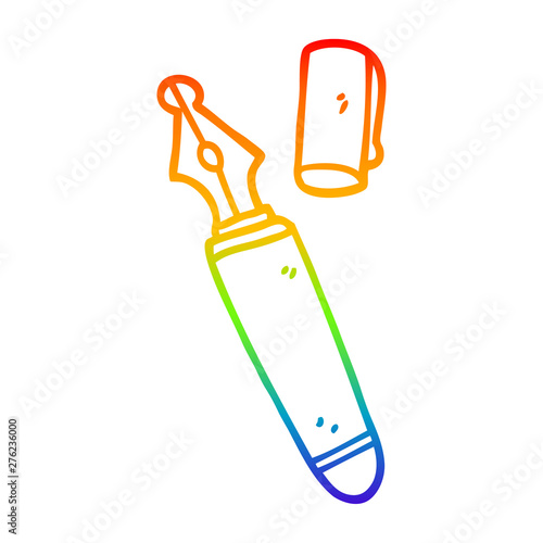 rainbow gradient line drawing cartoon fountain pen