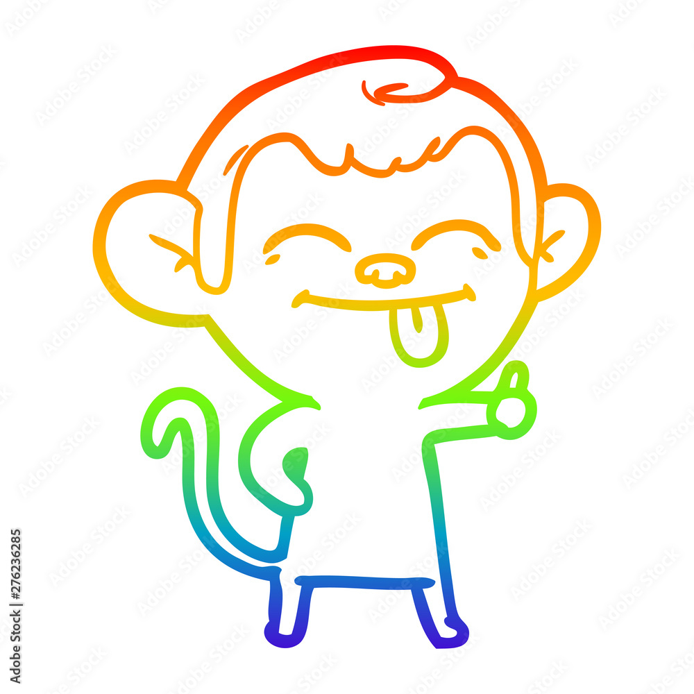 rainbow gradient line drawing funny cartoon monkey rainbow gradient line drawing funny cartoon monkey