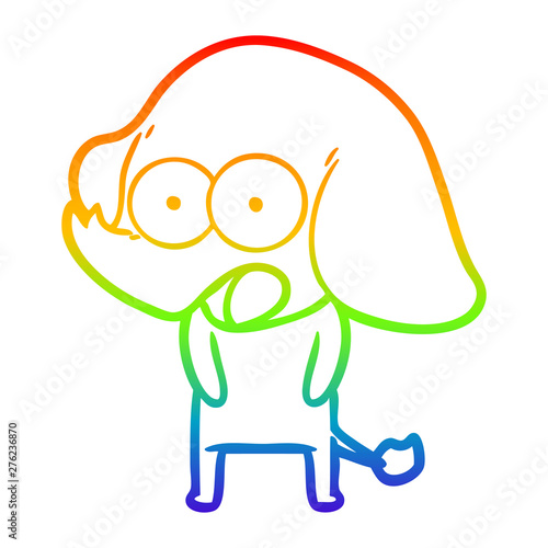 rainbow gradient line drawing cute cartoon elephant