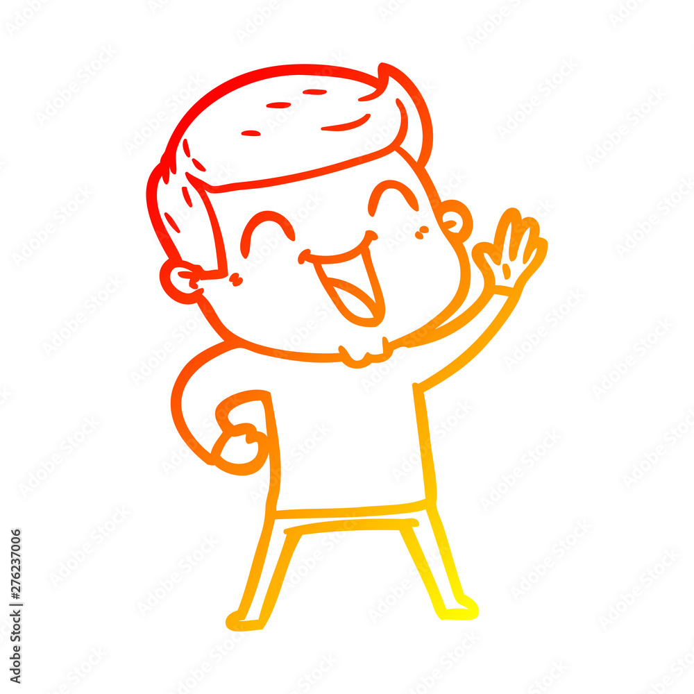 warm gradient line drawing cartoon man laughing